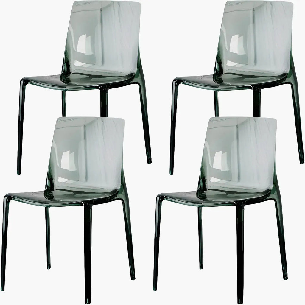 Chaise de salle à manger sans accoudoirs à dossier bas en acrylique ambre