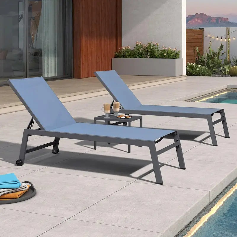 PURPLE LEAF Ensemble de 2 chaises longues de jardin, transats d'extérieur avec cadre en aluminium