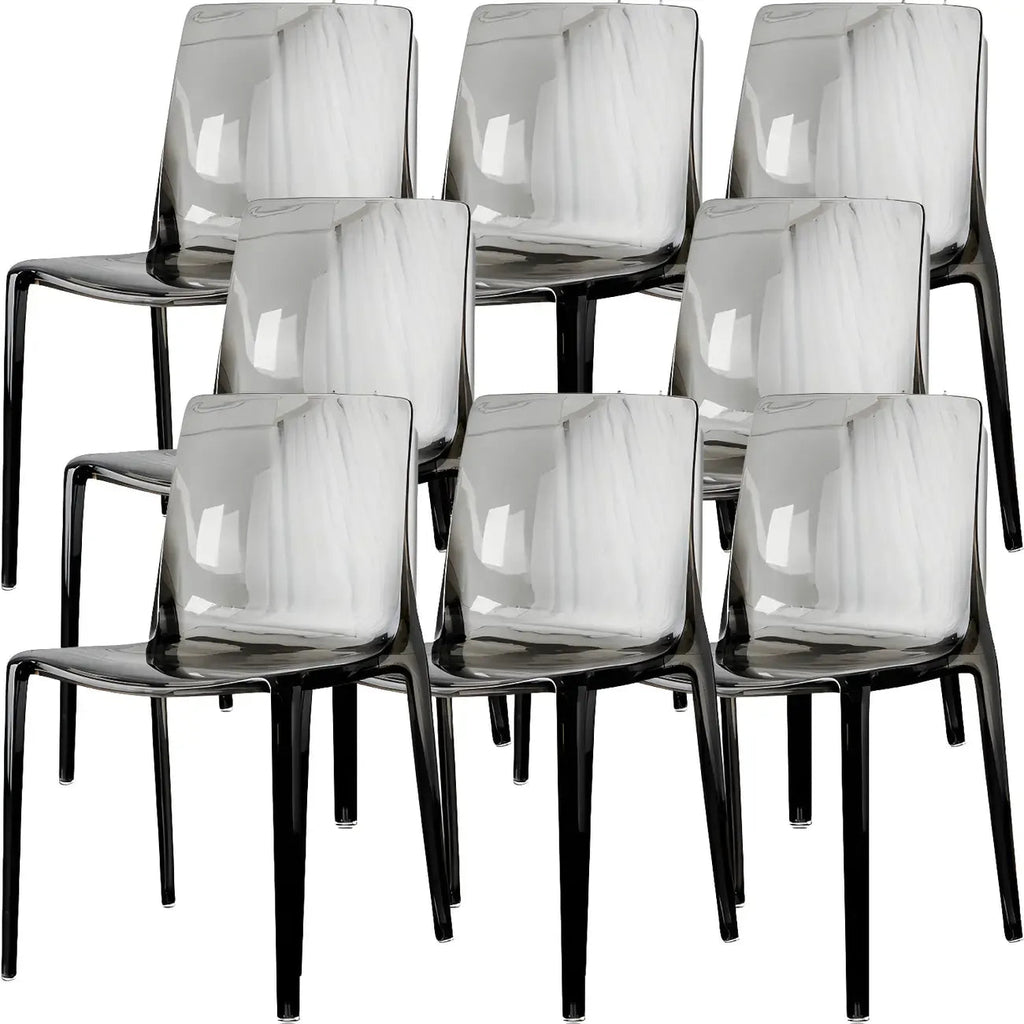 Chaise de salle à manger sans accoudoirs à dossier bas en acrylique ambre