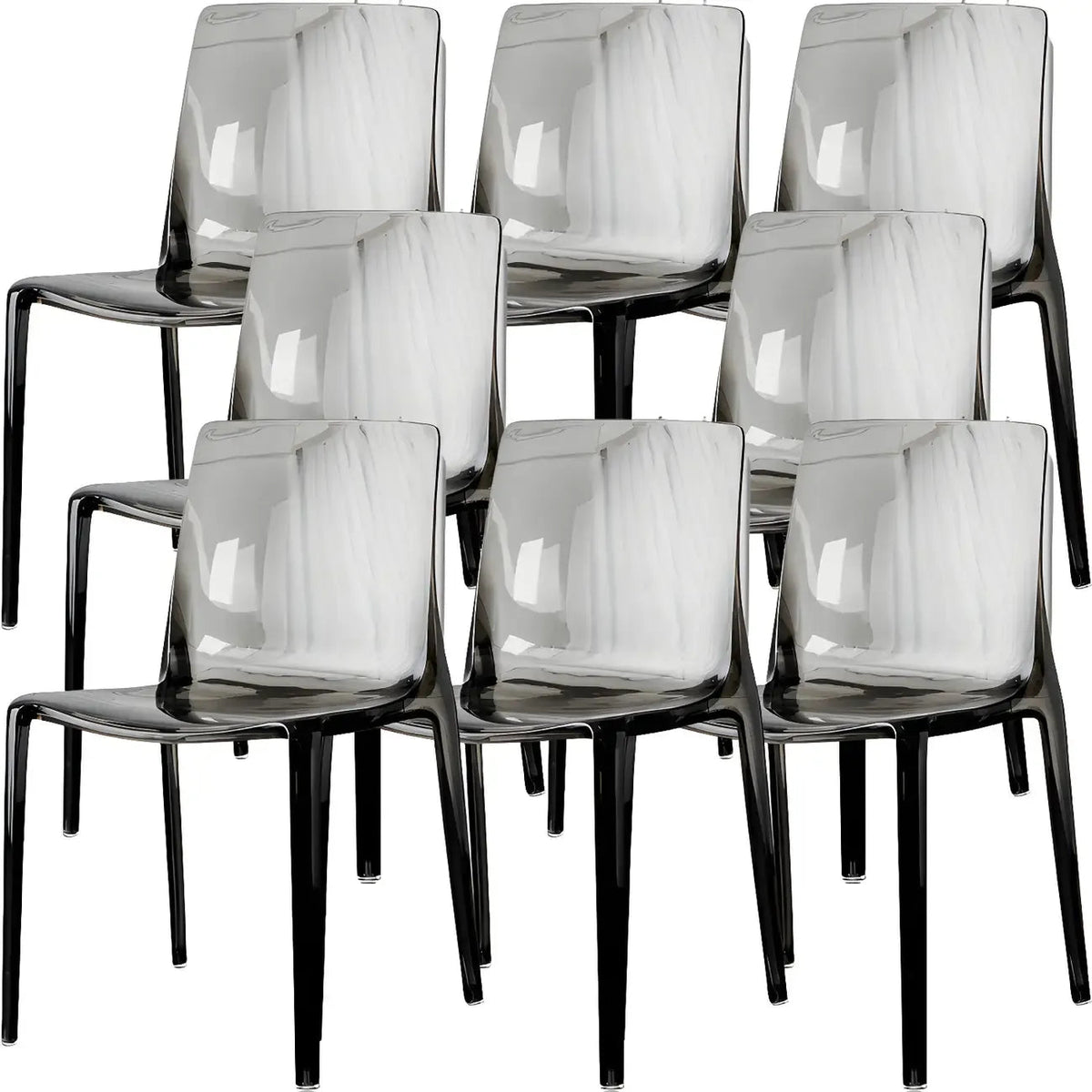 Chaise de salle à manger sans accoudoirs à dossier bas en acrylique ambre