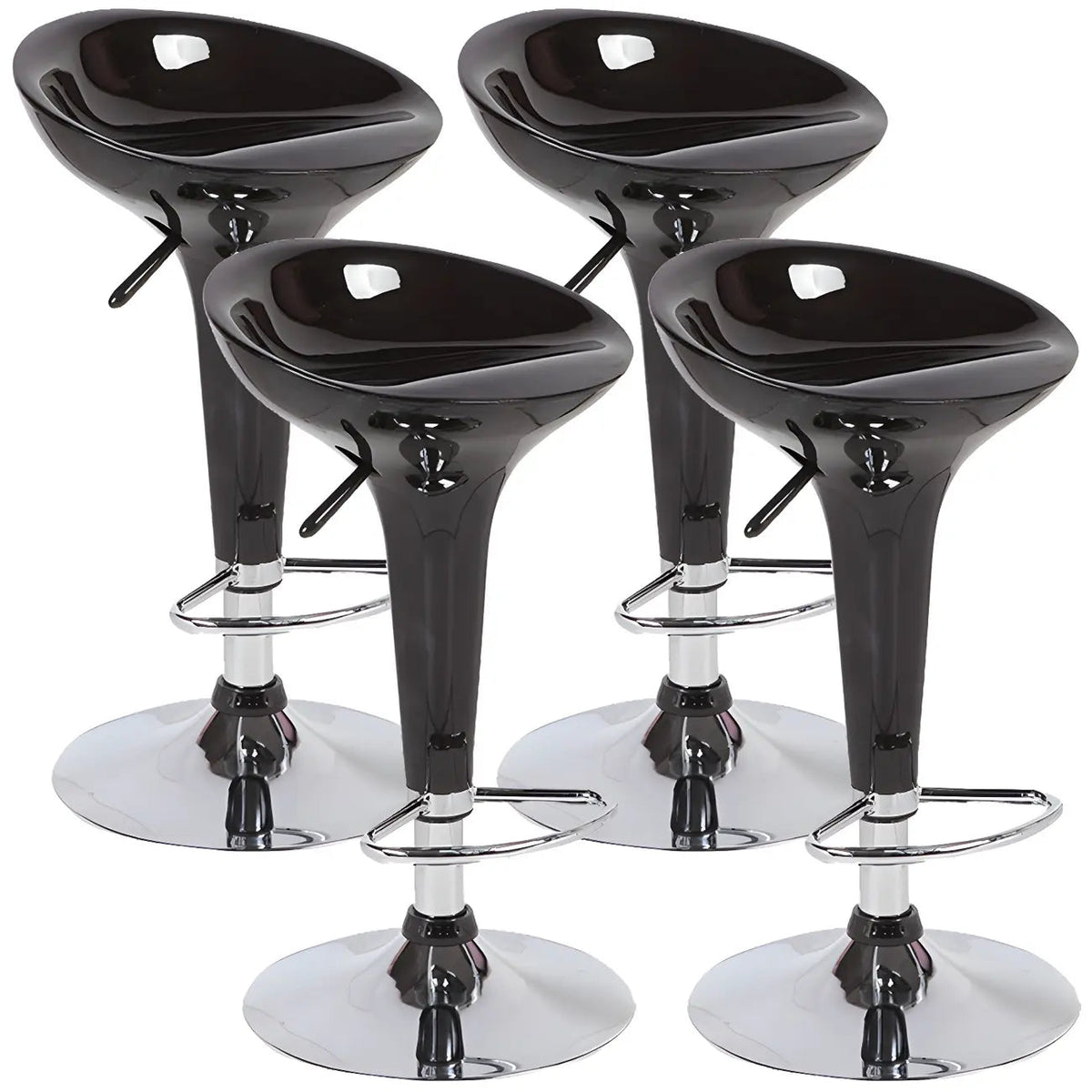 Tabouret de bar pivotant en plastique chromé réglable en hauteur