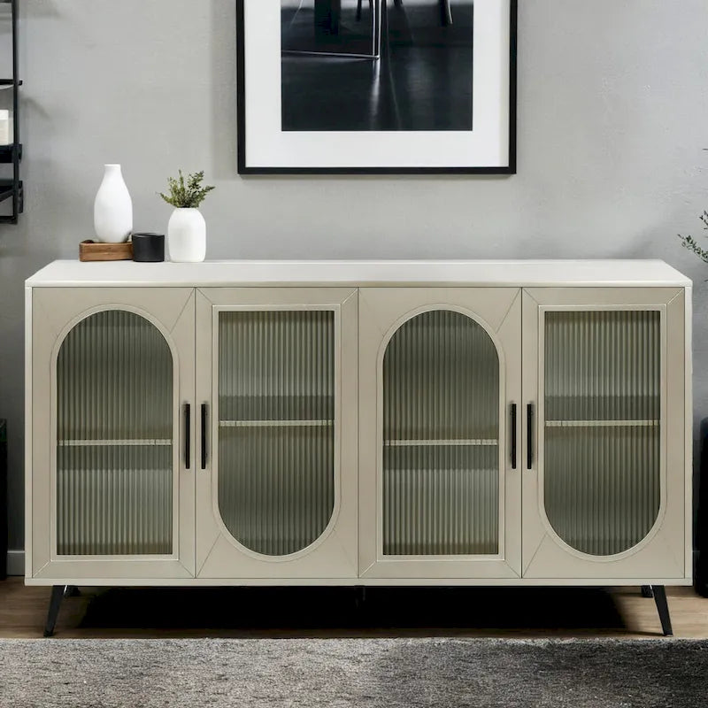 Meuble TV pour téléviseur de 65 pouces et plus, meuble TV en bois avec placard de rangement et étagères réglables, console multimédia pour salon ou chambre