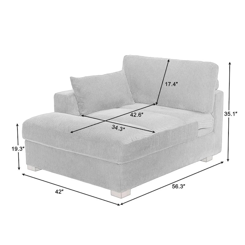 Canapé modulaire sectionnel oversize en velours côtelé avec coussin