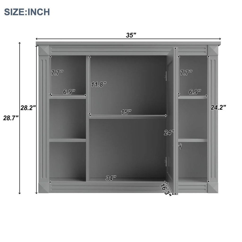 Meuble-lavabo moderne de 36 po avec vasque et armoire à miroir, 2 portes et 2 tiroirs