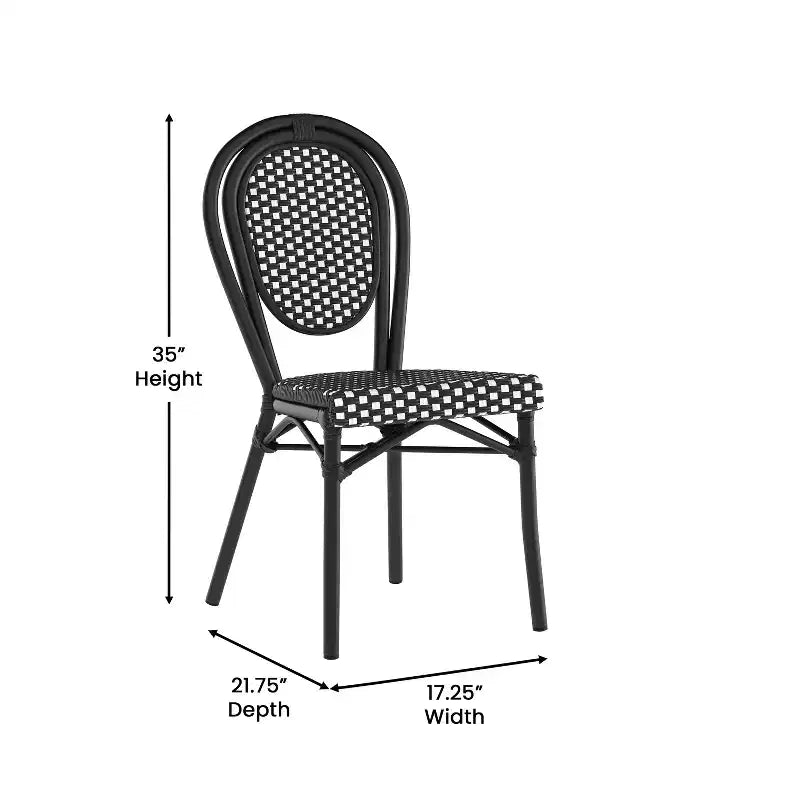 Chaise empilable de bistrot Thonet commerciale intérieure/extérieure Flash Furniture Lourdes, rotin synthétique et cadre en aluminium