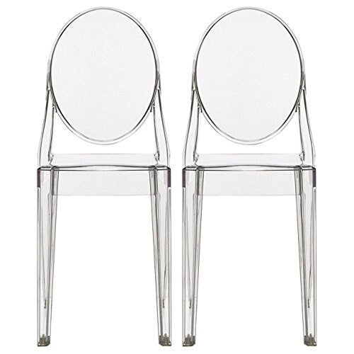 Chaises d'appoint empilables transparentes style Mid-Century Modern sans accoudoirs pour salle à manger ou salon, chaise de bureau d'appoint