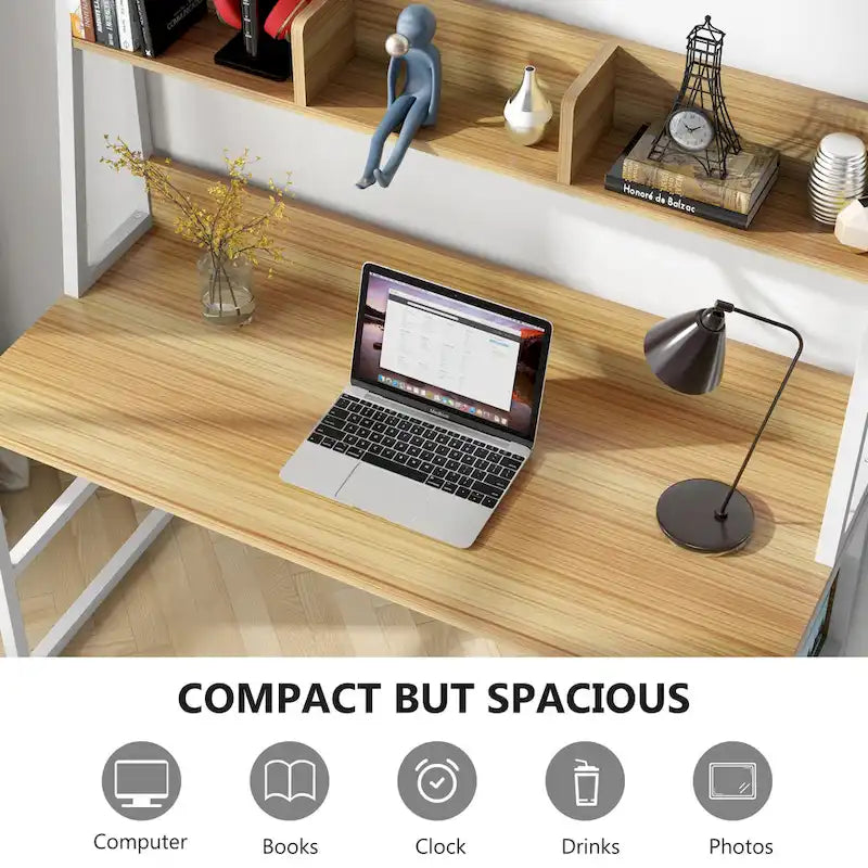 Bureau d’ordinateur moderne de 47 pouces avec surmeuble et bibliothèque