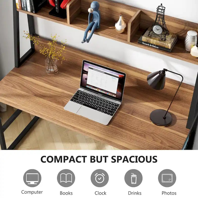 Bureau d’ordinateur moderne de 47 pouces avec surmeuble et bibliothèque