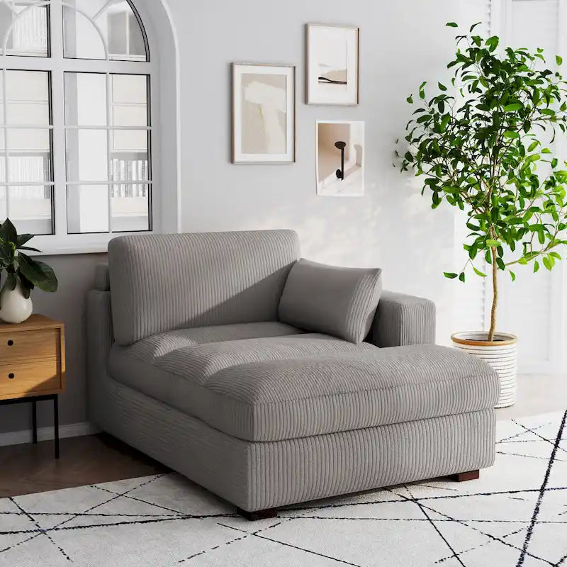 Canapé modulaire sectionnel oversize en velours côtelé avec coussin