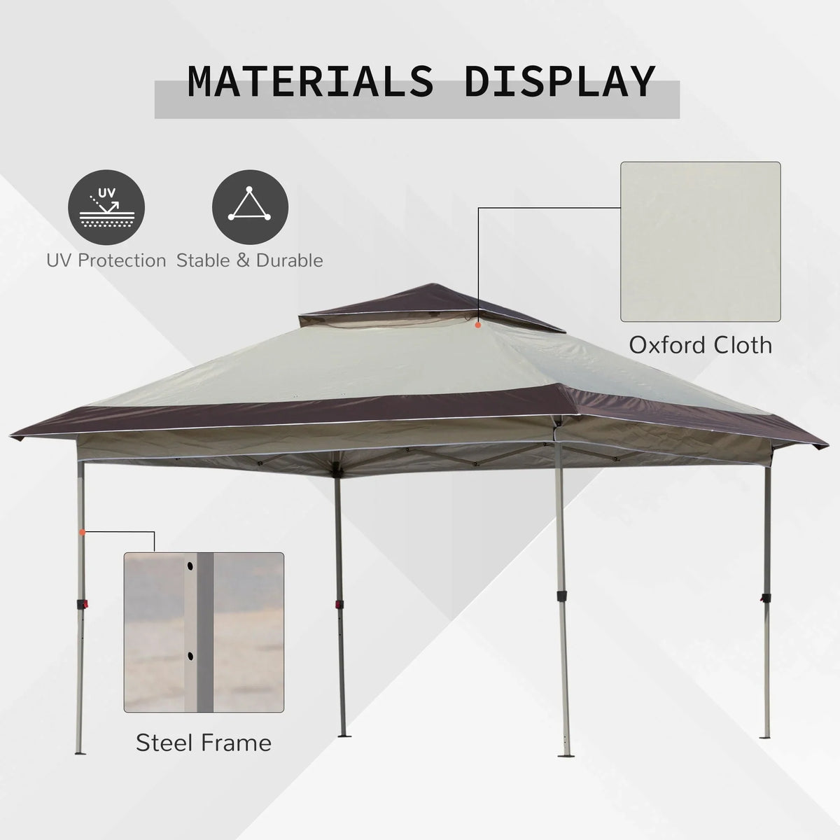 Outsunny 12 x 12 Tonnelle escamotable Pare-soleil Tente instantanée pliable avec filet latéral en maille, Hauteur réglable sur 3 niveaux