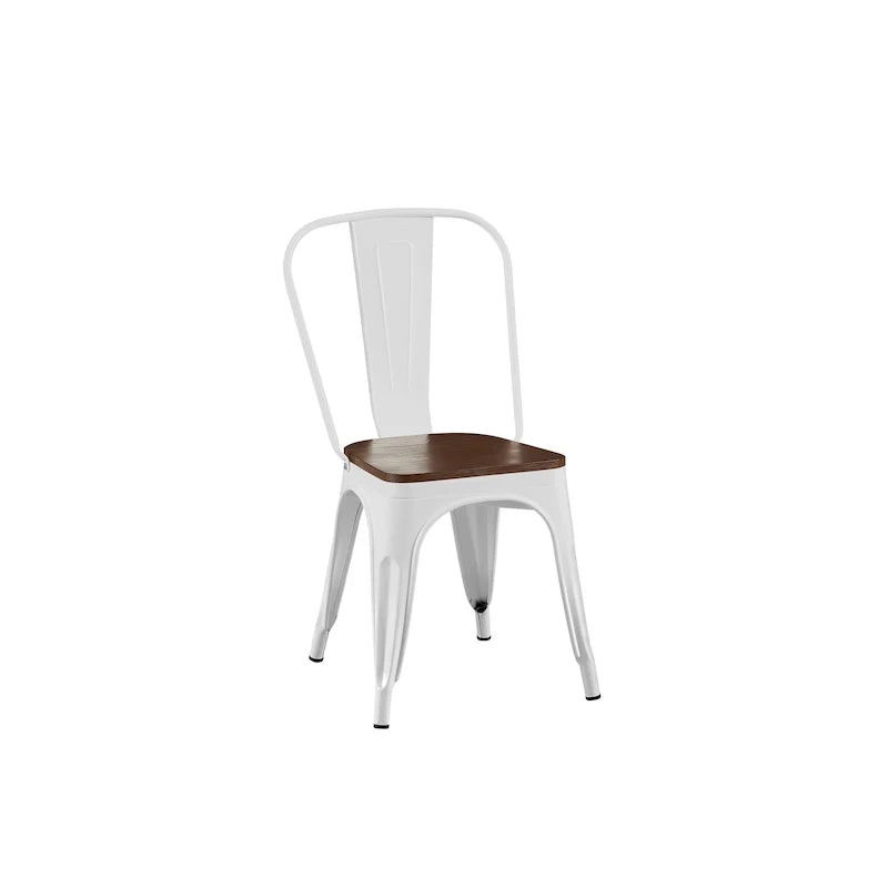 Lot de chaises de salle à manger empilables en métal industriel avec assise en bois
