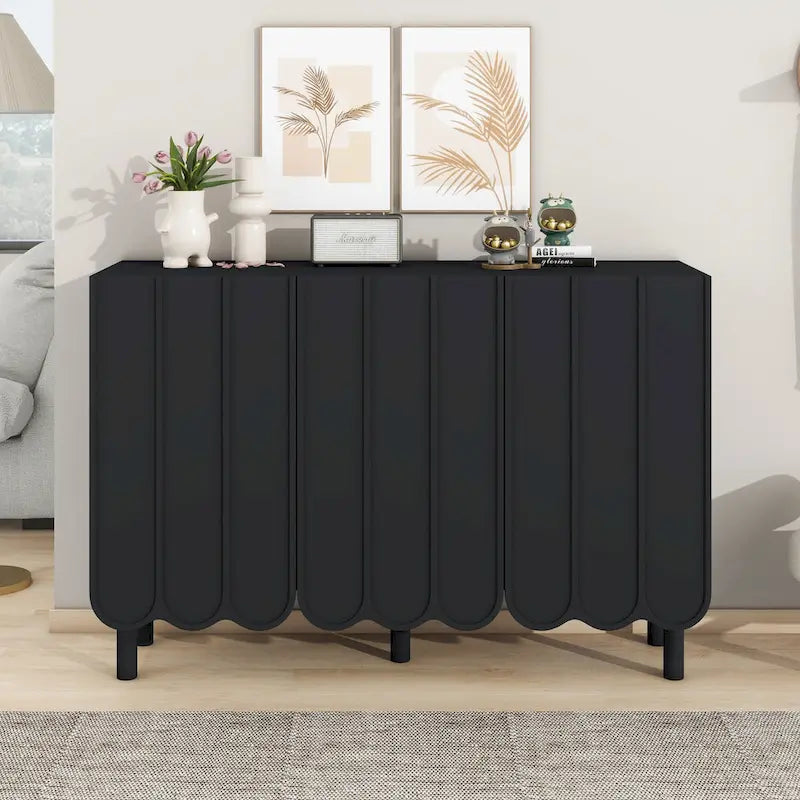 Meuble à chaussures minimaliste style crème avec 5 pieds en bois massif, buffet avec étagères réglables