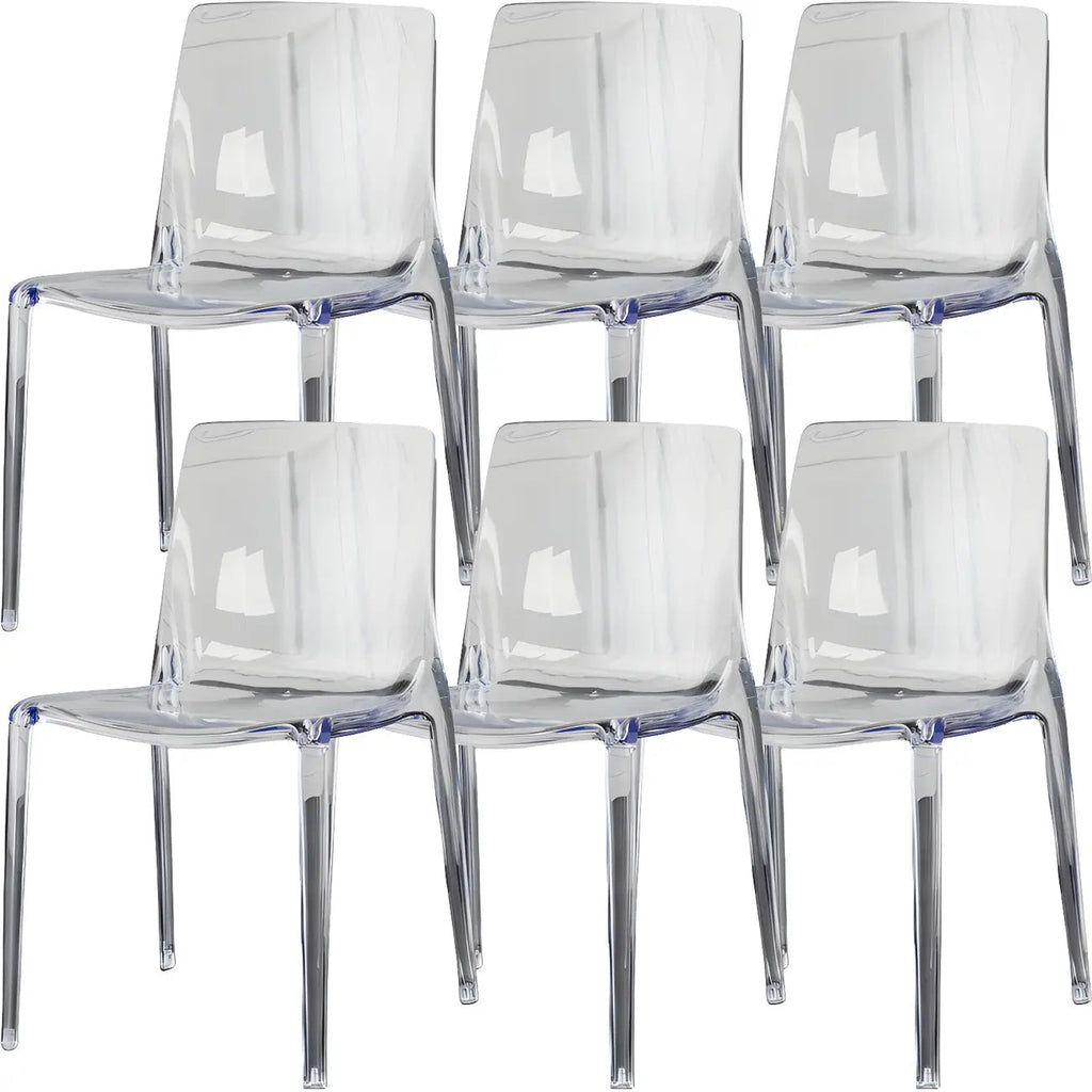Chaise de salle à manger sans accoudoirs à dossier bas en acrylique ambre