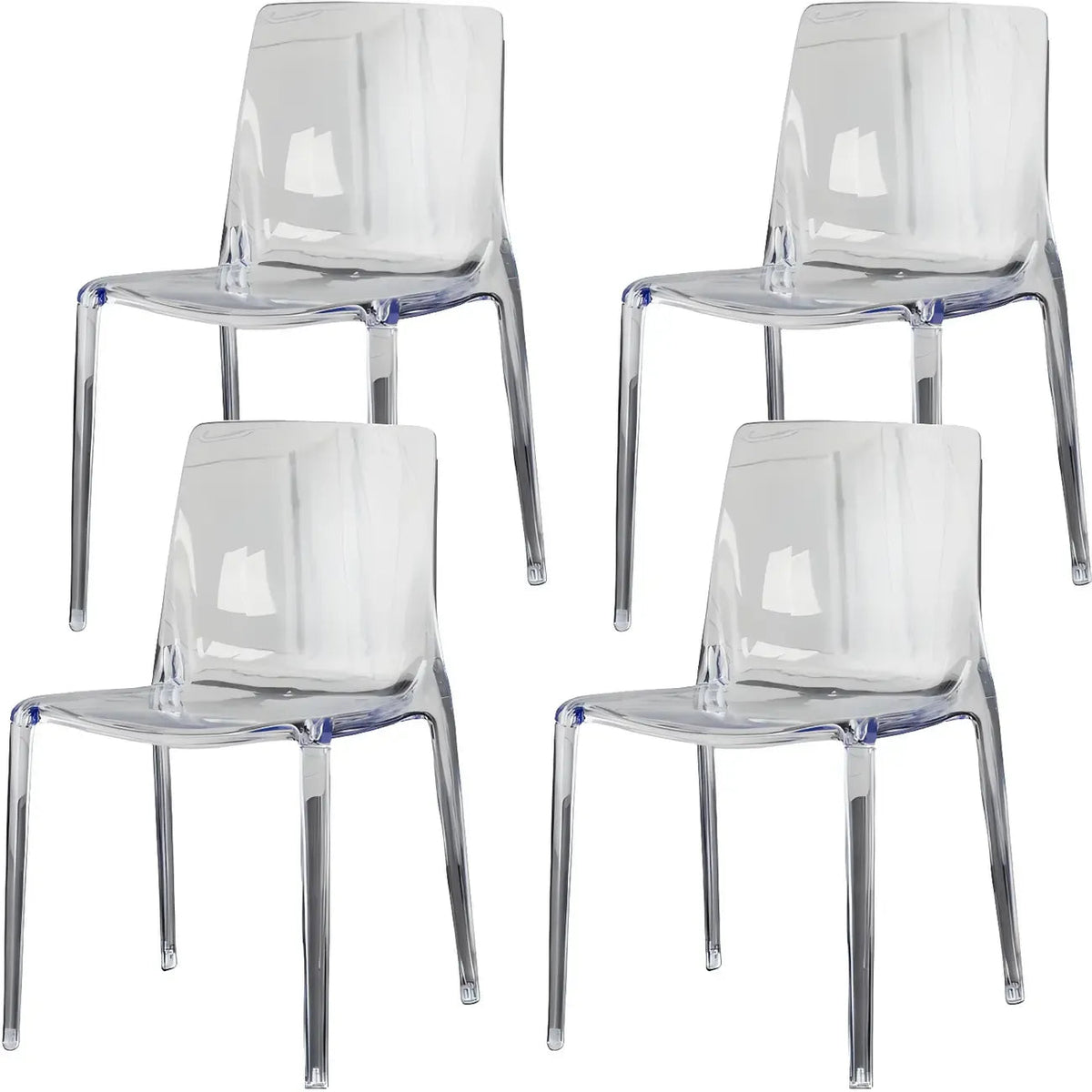Chaise de salle à manger sans accoudoirs à dossier bas en acrylique ambre