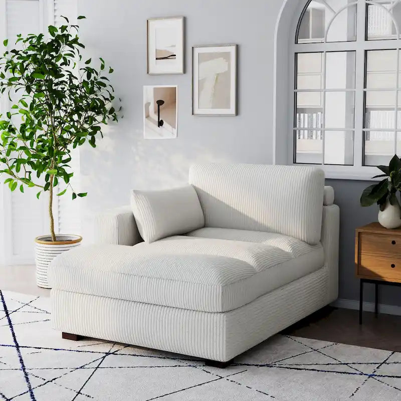 Canapé modulaire sectionnel oversize en velours côtelé avec coussin