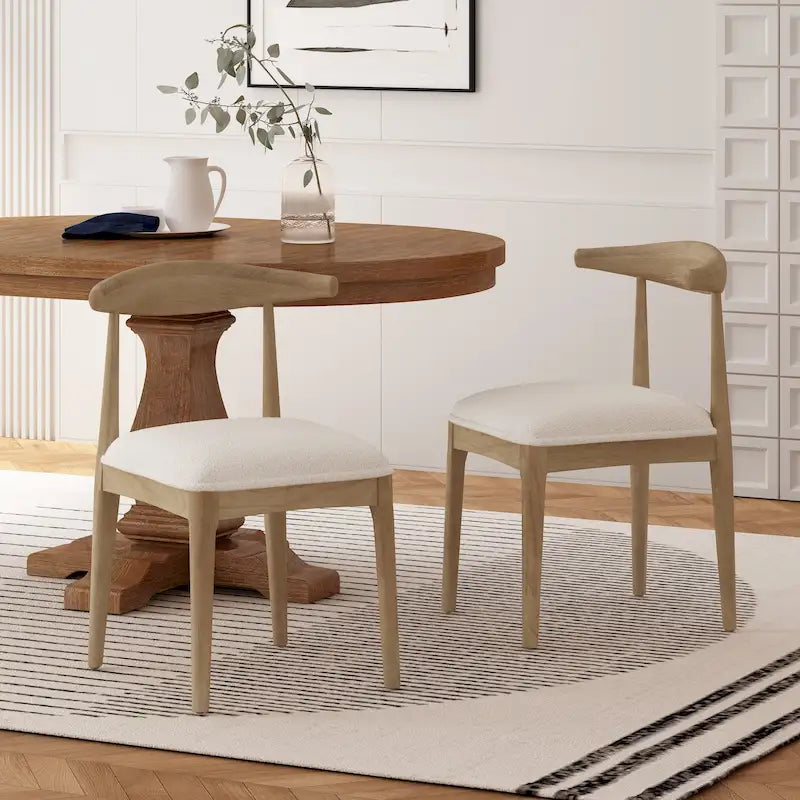 Chaises de salle à manger Cortina en tissu et en hévéa (lot de 2) de Christopher Knight Home