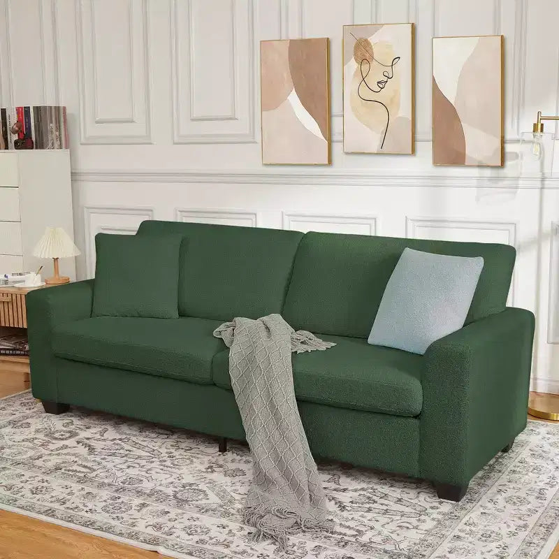 Canapé moderne 3 places de 83 po avec assise profonde, tissu doux, accoudoirs larges, housse de coussin amovible et lavable