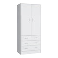 Grande Armoire Moderne à Deux Portes avec 3 Tiroirs et 1 Tringle pour Chambre à Coucher