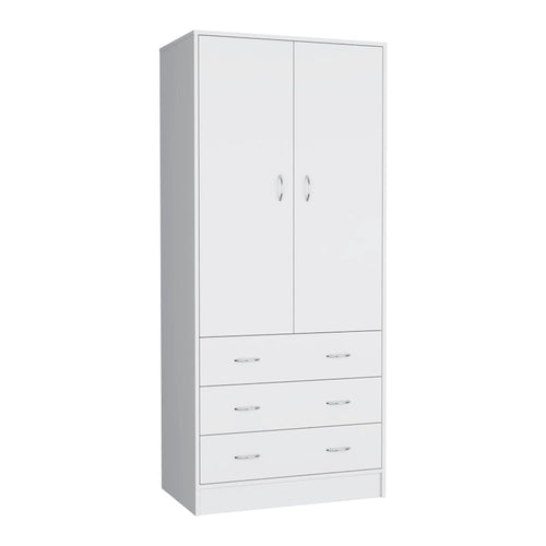 Grande Armoire Moderne à Deux Portes avec 3 Tiroirs et 1 Tringle pour Chambre à Coucher