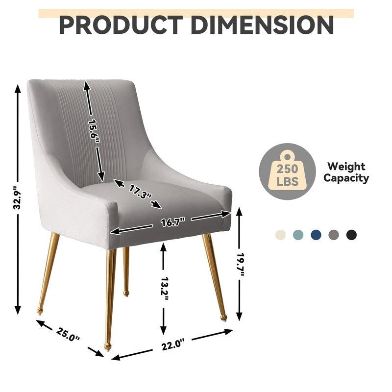 SEYNAR Lot de 8 chaises de salle à manger modernes en velours glamour, chaise de coiffeuse capitonnée pour salon (sans table)