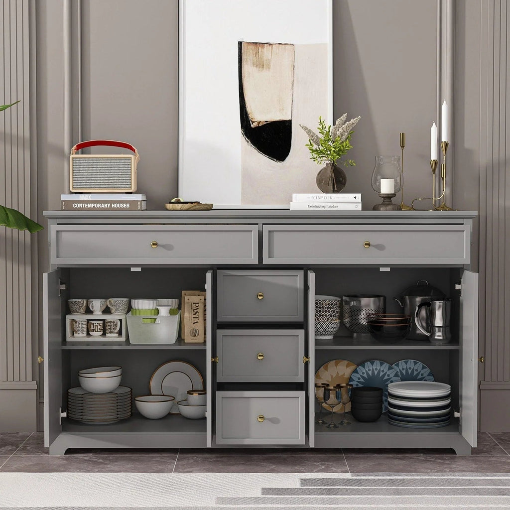 59.1Buffet bahut blanc laqué moderne contemporain du milieu du siècle