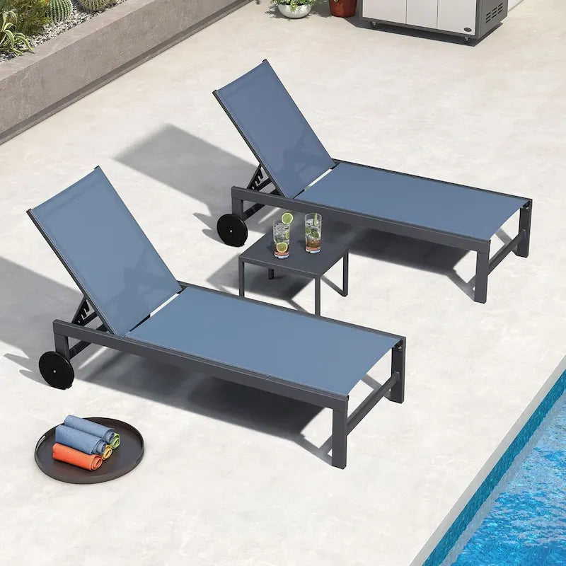 PURPLE LEAF Ensemble de 2 chaises longues de jardin, transats d'extérieur avec cadre en aluminium