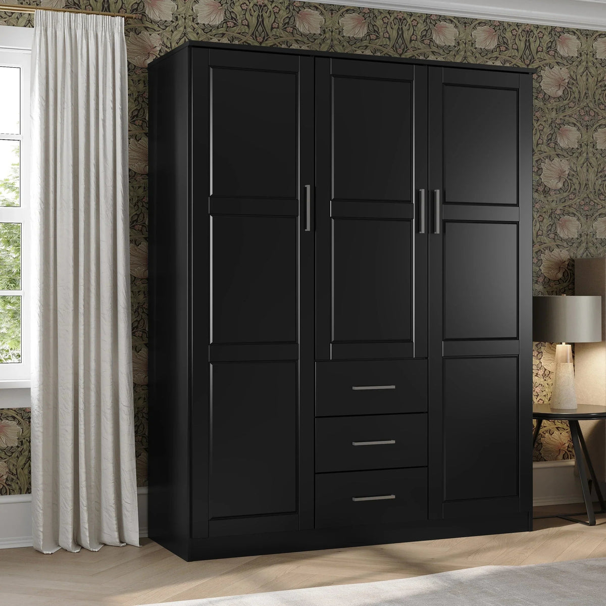 Armoire Palace Imports Cosmo à 3 portes en bois massif à 100 %, avec portes en bois massif ou miroirs