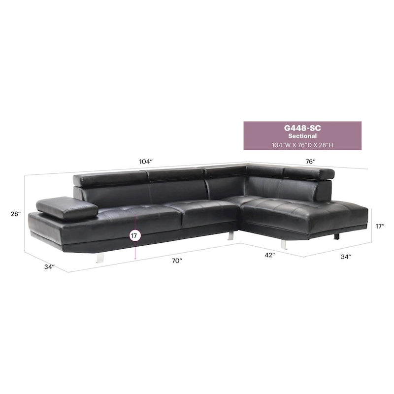 Canapé sectionnel en L 2 pièces en similicuir Riveredge de 277 cm de large - 76L x 109W x 28H