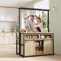 Îlot de cuisine, étagère de boulanger avec porte coulissante de style grange, îlot de cuisine large de 42 po avec support à micro-ondes à 3 niveaux, étagères pour four et table de bar à café