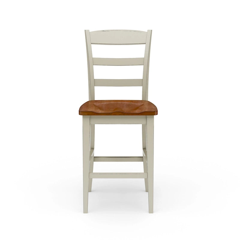 Ensemble îlot de cuisine 3 pièces Homestyles Monarch en bois blanc cassé avec plateau en bois à abattant - 48 x 25 x 36