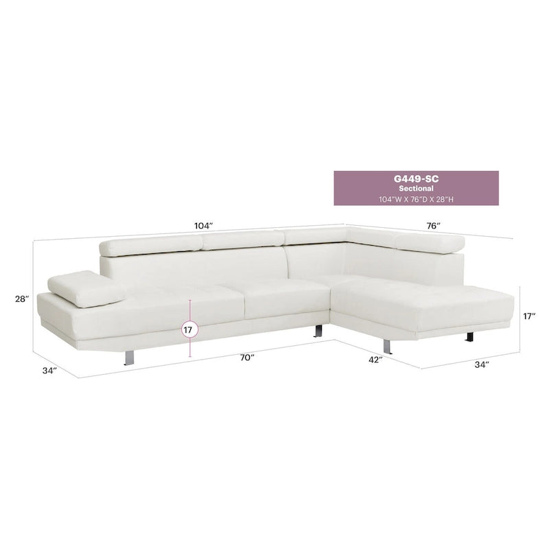 Canapé sectionnel en L 2 pièces en similicuir Riveredge de 277 cm de large - 76L x 109W x 28H