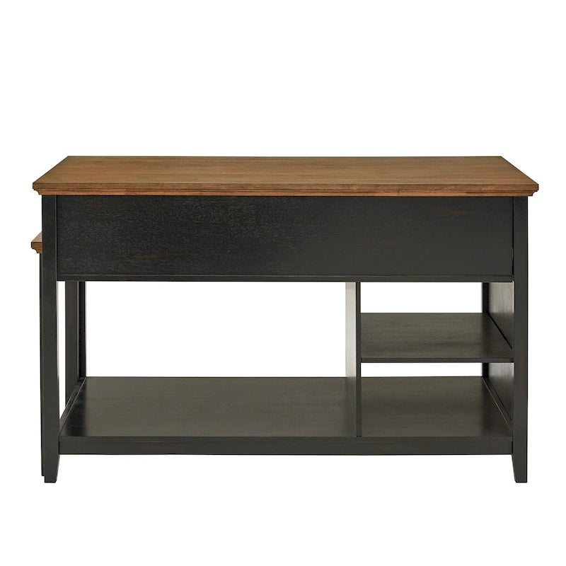 Îlot de cuisine extensible Eleanor bicolore avec finition antique et 3 tiroirs par iNSPIRE Q Classic