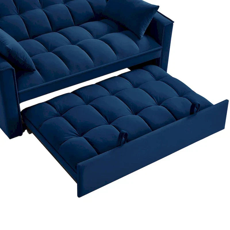 Canapé-lit convertible 4-en-1 - Banquette en velours - Canapé-lit modulable avec dossier inclinable et 2 poches latérales