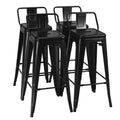 Costway Lot de 4 tabourets de bar en métal de 76 cm de hauteur, style industriel avec dossier bas en acier