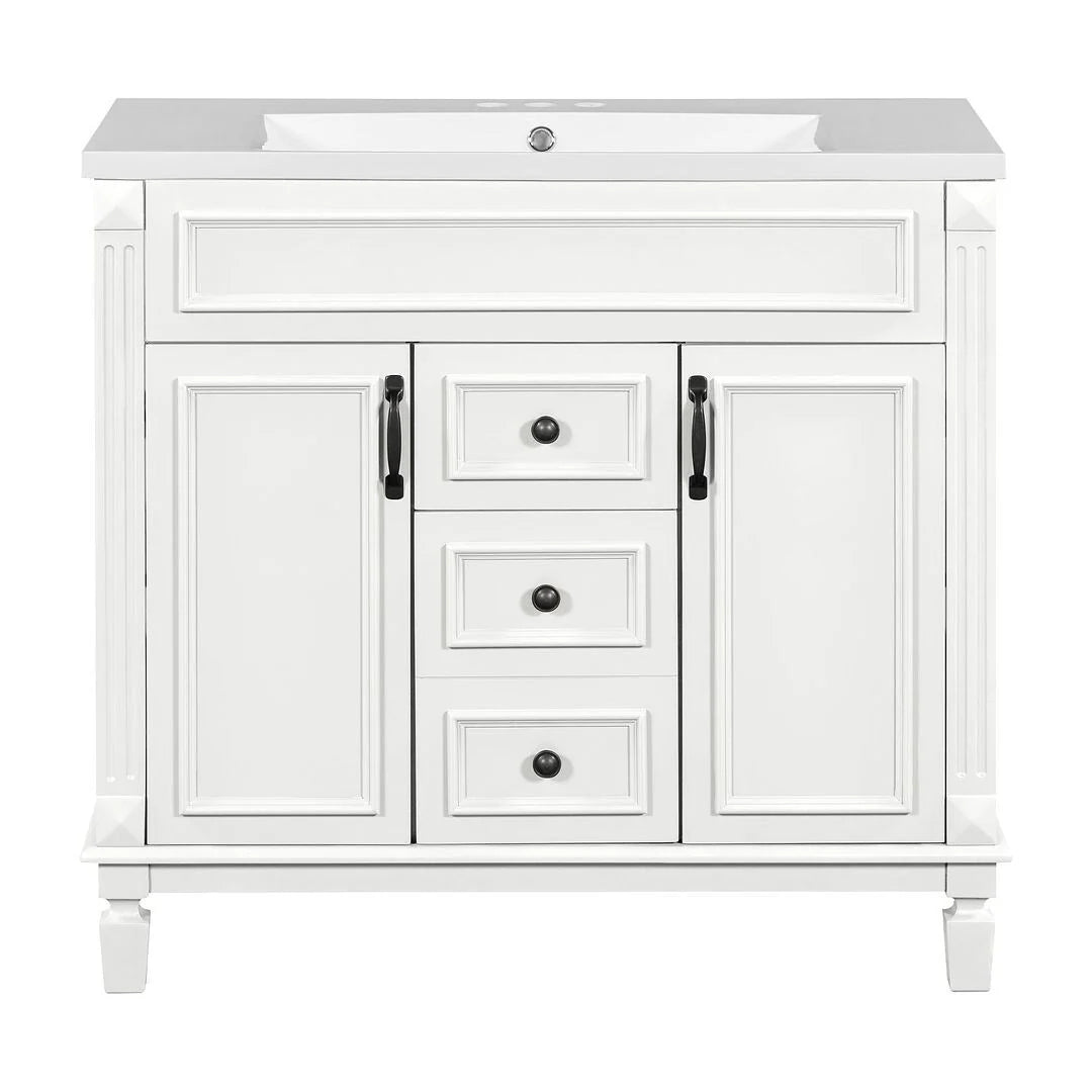 Meuble-lavabo moderne de 36 po avec vasque et armoire à miroir, 2 portes et 2 tiroirs