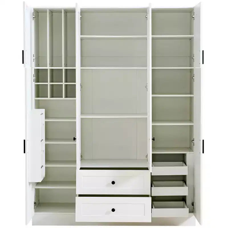 Armoire de rangement de cuisine sur pied Whisen 71H, grand buffet de salle à manger avec 6 portes et étagères réglables