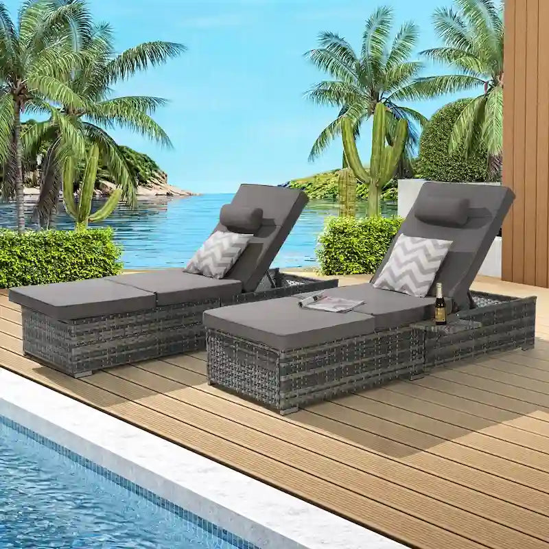 Excellent ensemble de chaises longues d'extérieur pour la relaxation et les loisirs