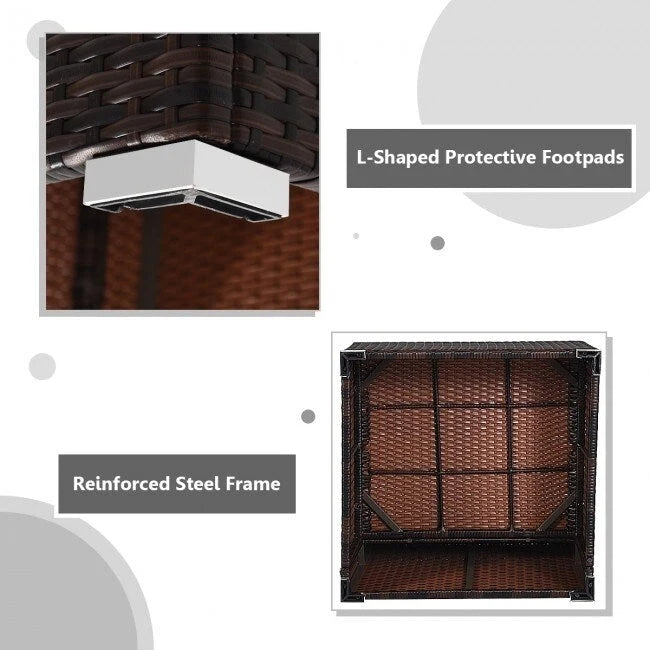 Ensemble de meubles de patio en rotin 4 pièces avec coussins et oreillers amovibles – Canapé d'angle : 73,7 x 73,7 x 63,5 cm