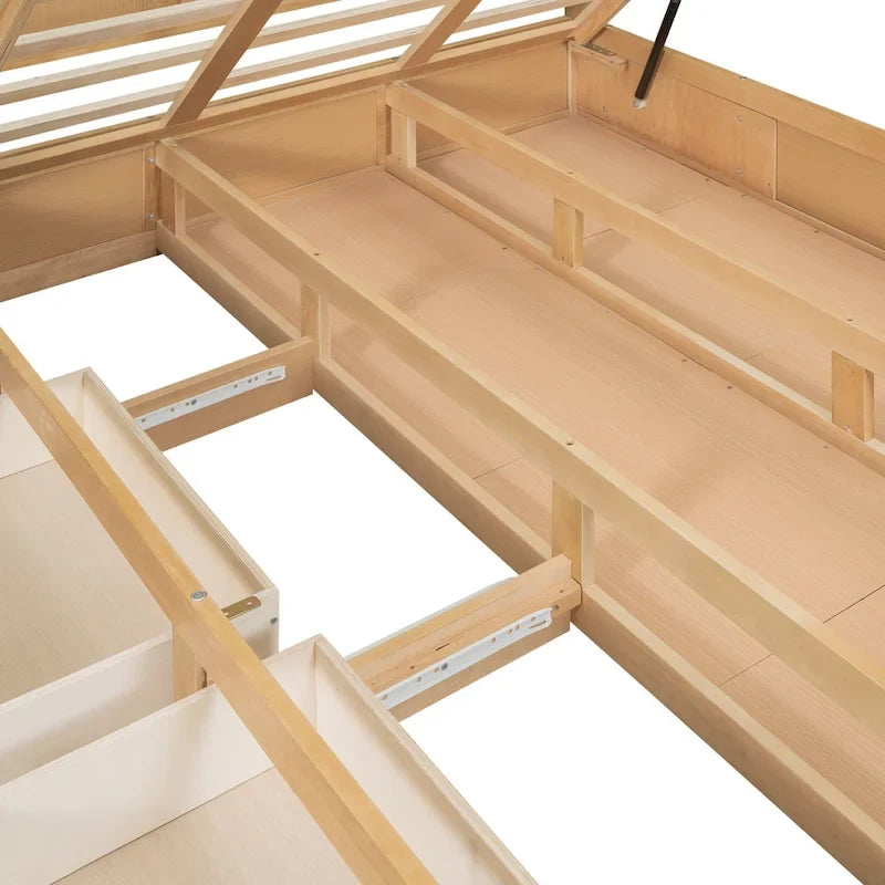 Lit plateforme en bois avec rangement inférieur et 2 tiroirs