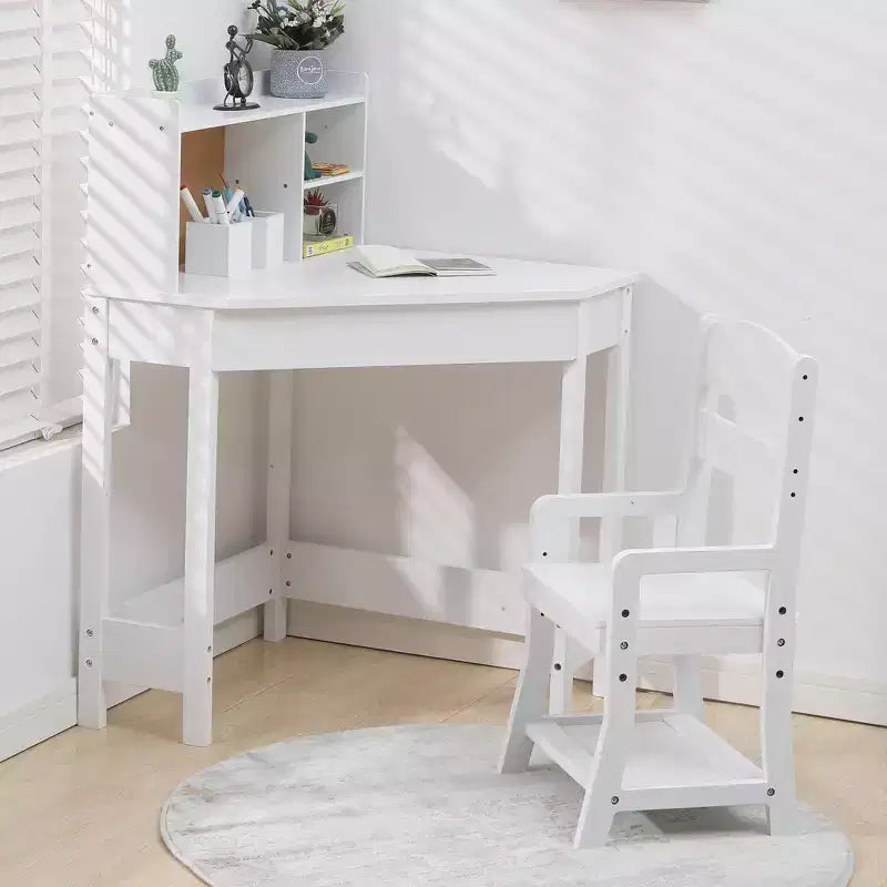 Bureau d'angle et chaise pour enfants COZONY, ensemble de table d'étude en forme de L pour garçons et filles de 3 à 8 ans