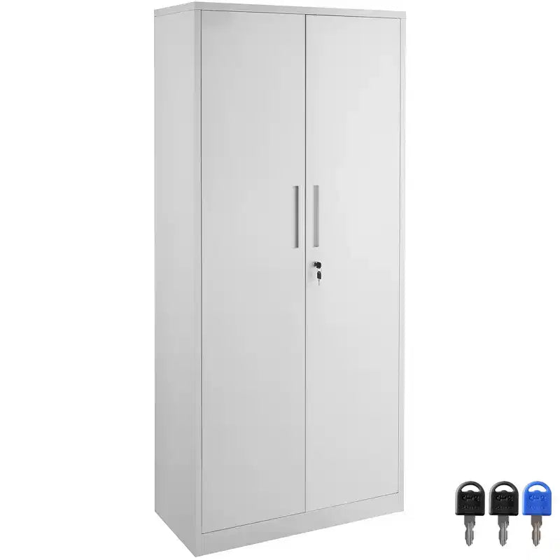 Armoire de rangement en métal VEVOR, armoire de rangement verrouillable en acier avec 2 portes magnétiques et 4 étagères réglables, armoire métallique de 180 cm (71 po), capacité de 90 kg (200 lb), blanc