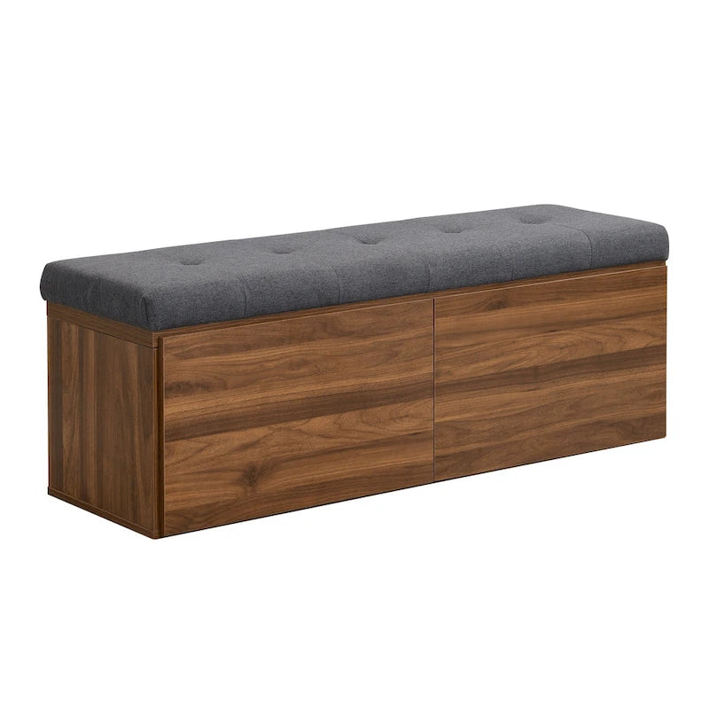 Banc de rangement pour chaussures, meuble à chaussures avec assise rembourrée et deux portes pour entrée