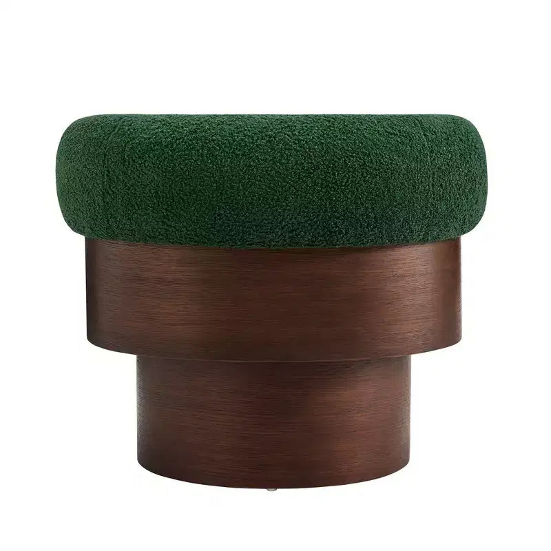 Fauteuil tonneau pivotant à 360° Whisen avec design sculptural en bois cintré, structure en bois massif, 32 po de largeur, polyvalent pour le salon et la chambre à coucher