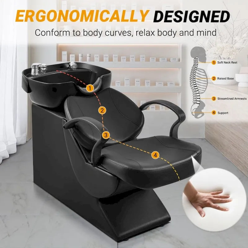 Fauteuil de coiffeur en plastique ABS pour shampoing, spa et lavage à la tête (lot de 1 ou 2