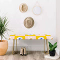 Banc Fleurs à Carreaux Blanches Jaune - Rembourré en Faux Cuir avec Pieds en Acier