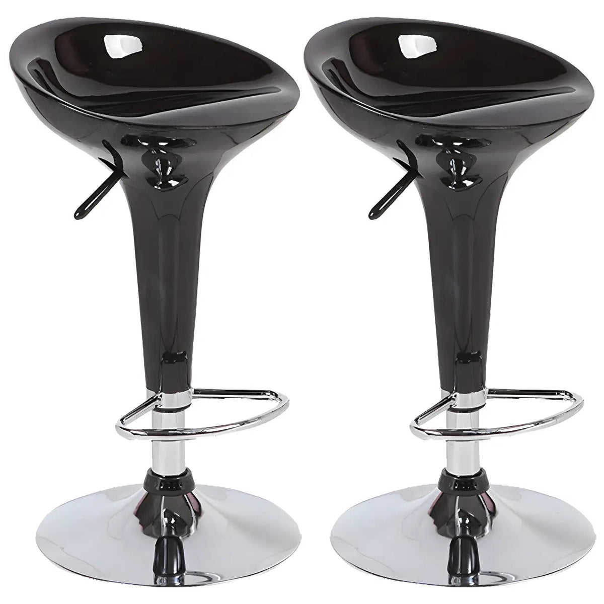 Tabouret de bar pivotant en plastique chromé réglable en hauteur