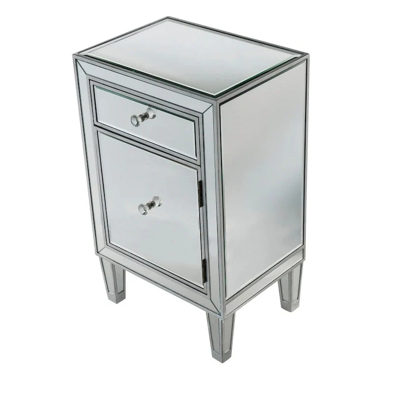 Table de chevet Reflexion Collection Rosa de 45 cm de large avec miroir et 1 tiroir
