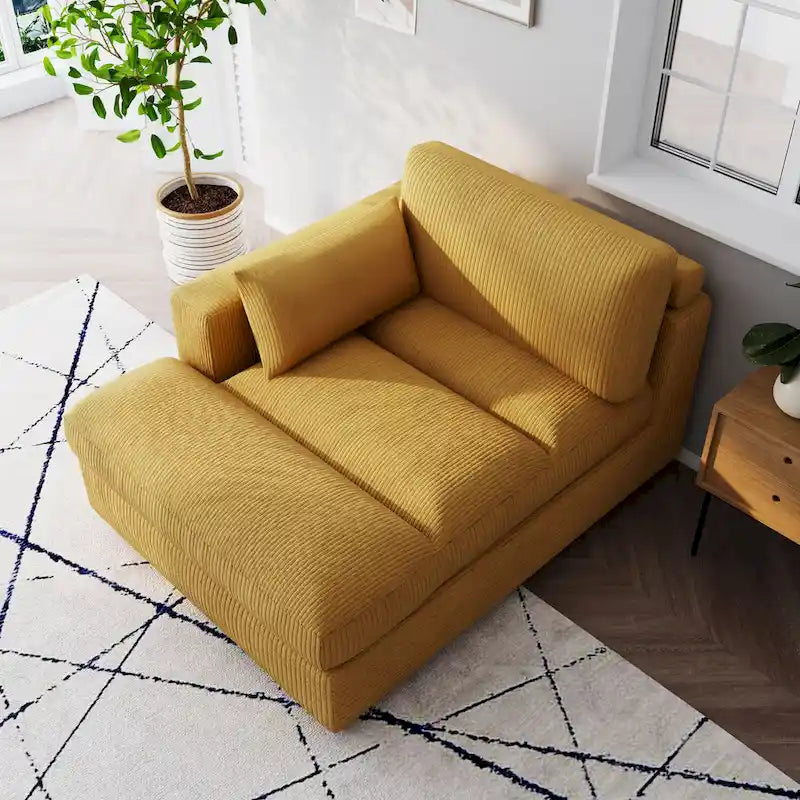 Canapé modulaire sectionnel oversize en velours côtelé avec coussin
