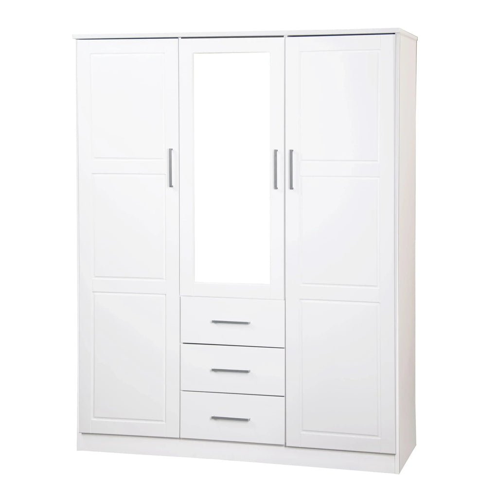 Armoire Palace Imports Cosmo à 3 portes en bois massif à 100 %, avec portes en bois massif ou miroirs