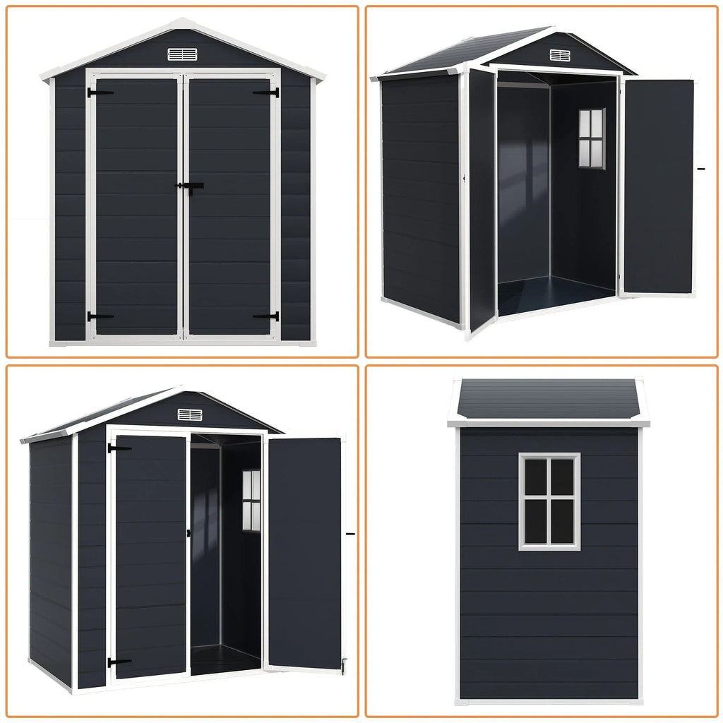 Abri de jardin en résine toutes saisons avec plancher, 1,8 m x 1,2 m/1,8 m x 2,4 m/2,4 m x 1,8 m/2,4 m x 3 m, Spire Tool Shed